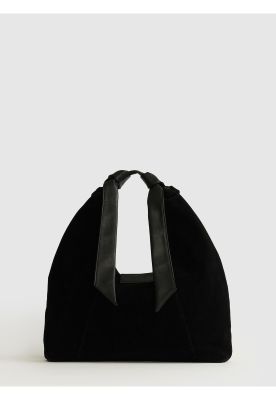 Cartera De Hombro Medialuna Nudo Suede Woman