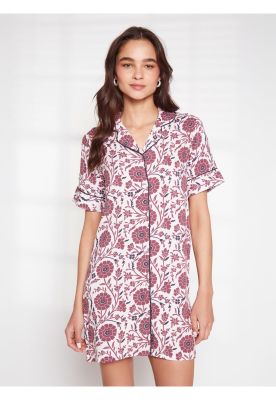 Camisa De Dormir Flores Y Hojas Dreamy