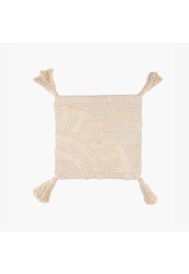 Funda de Cojín Boho Algodón Borlas 45 X 45 Cm Beige