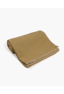 Manta de Algodón Borde Costuras Café