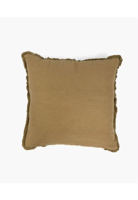 Cojín Algodón Gauze Flecos 45 X 45 Cm Verde