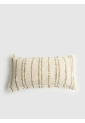 Cojín Funda Lavable Fringes Líneas Street 30 x 60 cm Blanco