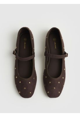 Zapato Ballerina Suede Café Tachas