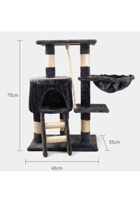 Imagen 2 del producto Rascador de Gatos 3 niveles + Casita y Hamaca MA10