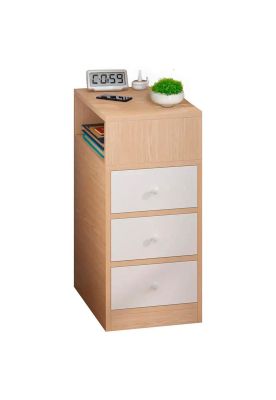 Velador angosto 3 cajones bicolor Chic Home