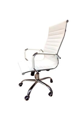 Imagen 2 del producto Silla Oficina Ejecutiva aluminio con apoya brazos Blanca Chic Home