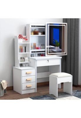 Imagen 2 del producto Tocador moderno 80*40*130cm con luces blanco Chic Home