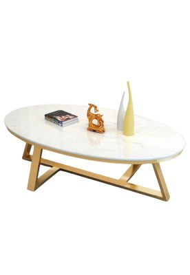 Imagen 1 del producto Mesa de centro ovalada diseño marmol 120*60*45cm Chic Home