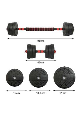 Imagen 2 del producto Set Mancuernas Ajustable 20 Kg - Barra Armable Extensión