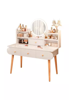 Tocador c/espejo y luz 4 cajones 100cm Chic Home