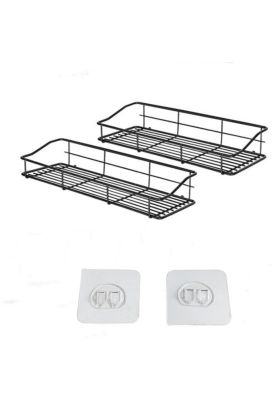 Organizador De Ducha Set X2 Repisa Baño Adhesivo Inoxidable Color Negro