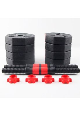 Imagen 2 del producto Mancuernas Ajustables Set 10kg 3 En 1 + Barra + Kettlebell