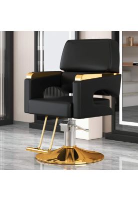 Imagen 2 del producto Sillón Barberia Ergonómico Altura Ajustable Negro Dorado