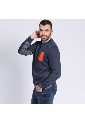 Polerón Cuello Redondo Con Aplicación Azul marino