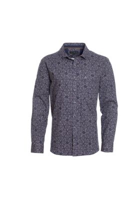 Imagen 2 del producto Camisa Estampada Hombre Azul Marino Algodon Manga Larga