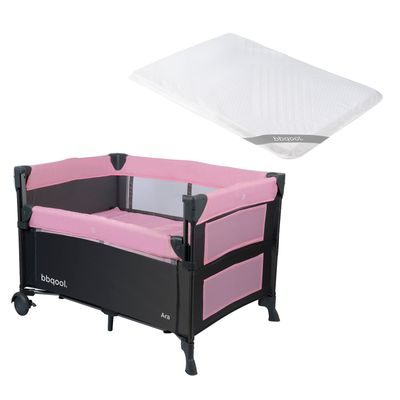 Cuna Playard Colecho Ara Pink + Colchón de Viaje Plegable