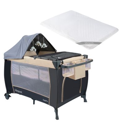 Cuna Playard Sagitta Beige + Colchón de Viaje Plegable