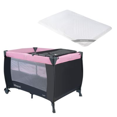 Cuna Playard Lyra Pink + Colchón de Viaje Plegable