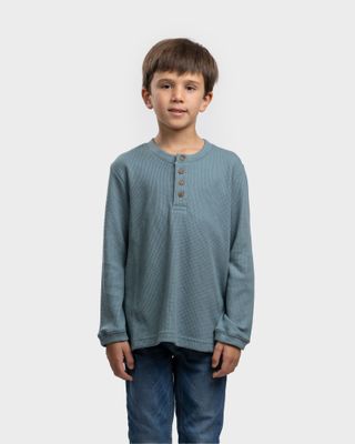 Polera Lodlamita Waffle Manga Larga Kids Indigo Gnomo