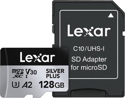 Tarjeta Lexar 128GB MicroSD SILVER PLUS C-10 UHS-I