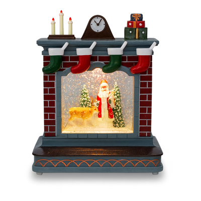 Adorno De Navidad Globo De Nieve Chimenea Con Luces Y Musica