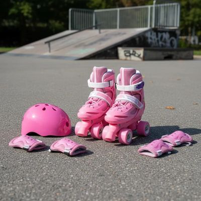 Imagen 2 del producto Patines 4 Rueda Rosa Ajustable Para Niña + Kit De Proteccion