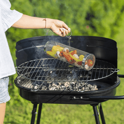 Imagen 2 del producto Parrilla Cilíndrica De Acero Inoxidable Cesta Asado Barbacoa 20x9cm