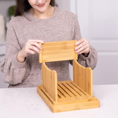 Imagen 2 del producto Cortador De Pan De Bambú Con Cuchillo De Acero Inoxidable Bamboo