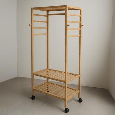 Imagen 2 del producto Perchero Organizador Colgador De Ropa De Bamboo Con Ruedas Bamboo