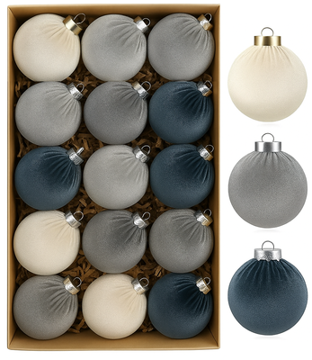 15 Esferas Navideña 8cm Bambalinas Terciopelo Adornos Arbol