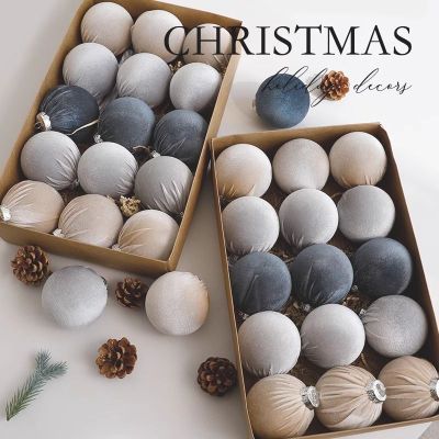 Imagen 2 del producto 15 Esferas Navideña 8cm Bambalinas Terciopelo Adornos Arbol