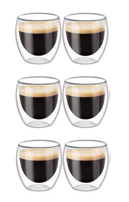 Imagen 1 del producto Set 6 Tazas Espresso Doble Pared 80ml Frio Caliente Sin Asa