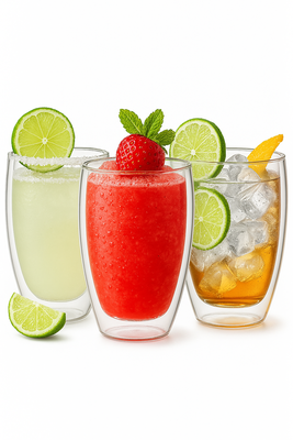 Set 4 Tazas Espresso Doble Pared 350ml Frio Caliente Sin Asa taza mug transparente