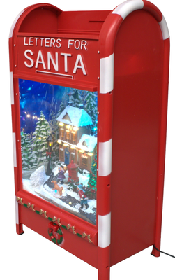 Imagen 2 del producto Adorno De Buzón Musical De Papá Noel Con Luz Y Nieve Cayendo Rojo