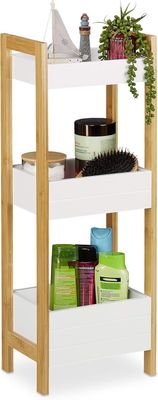 Mueble Baño Cocina 3 Niveles Con Cestas Estante Hogar Bambú Wakeshome