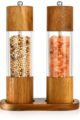 Pack 2 Salpimenteros Con Base Molinillo Manual Para Especias Marrón WakesHome