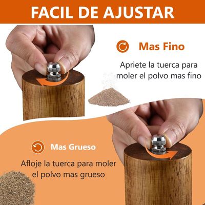 Imagen 2 del producto Pack 2 Salpimenteros Con Base Molinillo Manual Para Especias Marrón WakesHome