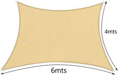 Imagen 2 del producto Lona Sombreadora Toldo Vela Permeable + Kit De Anclaje Jior 6x4mts