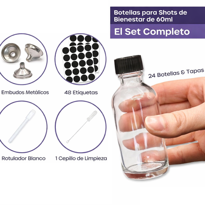 Imagen 2 del producto 24 Botellas De Vidrio 60ml Para Shots De Jengibre +etiquetas