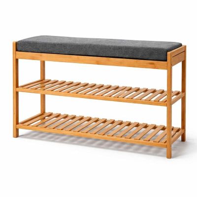 Imagen 2 del producto Banco Zapatero Organizador De Zapatos Bambú De 3 Niveles