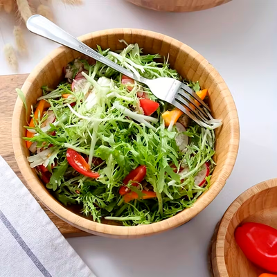 Imagen 2 del producto Bowl Cuenco Ensaladera De Madera Bambú Plato Ensalada 27cm WakesHome