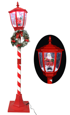 Farol De Navidad Santa Con Bastón De Caramelo Y Guirnalda