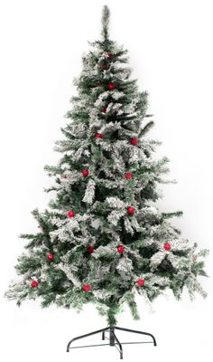 Árbol De Navidad Frondoso Nevado Con Manzanas 2.10m Arbolito para Pascua 210cm