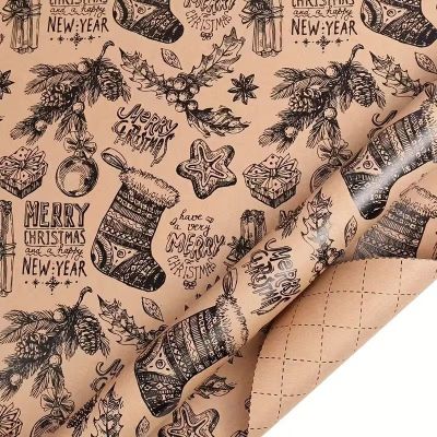 10 Papel De Regalo Para Navidad Pliego 50x70cm Kraft Marrón