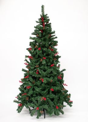 Adorno Árbol Navidad Con Guindas Piñas Decorado Pascua 2.10m