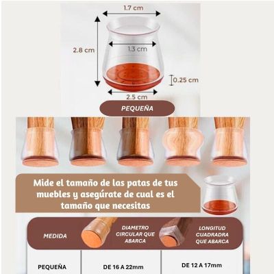 Imagen 2 del producto Pack 16 Protector de Silicon para Silla Almohadillas de Fieltro para Patas de Mueble WakesHome