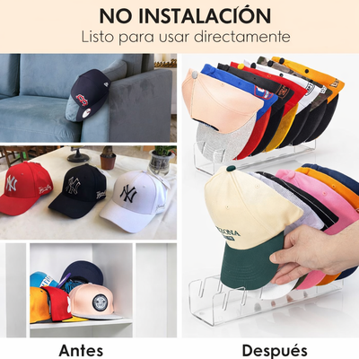 Imagen 2 del producto Pack 2 Colgadores Gorras Ganchos Organizador Para 7 Jockey Transparente