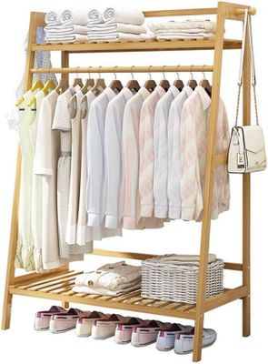 Perchero Organizador De Madera Colgador De Ropa De Bambú WakesHome