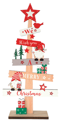 Adorno De Navidad Arbolito De Madera Con Nomo 30*10cm Madera
