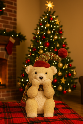 Imagen 2 del producto Adorno Para Arbol De Navidad Oso Peluche Pascuero Navideño 25cm